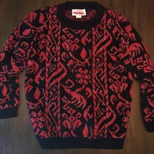 Vintage Le Rouge Metallic Black And Red Sweater